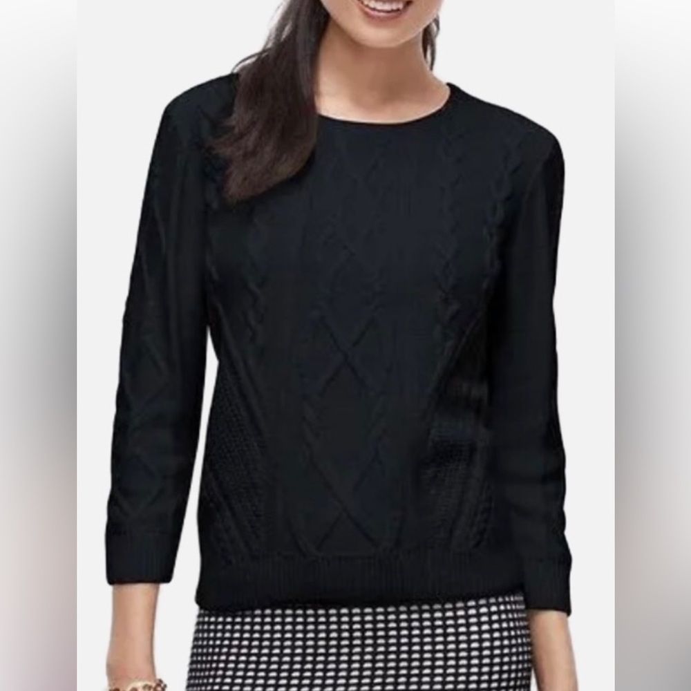 NEW Ann Taylor Contrasting Ribbed Cable Knit Sweater
